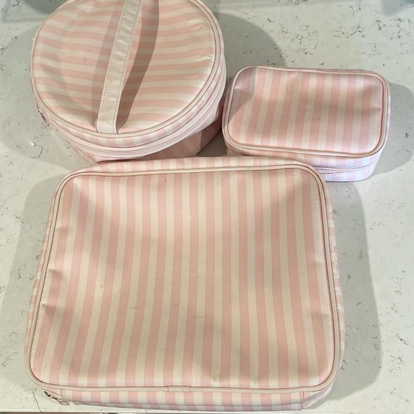 Victoria's Secret Handbags - Vintage vtg Victoria secret pink striped travel luggage set